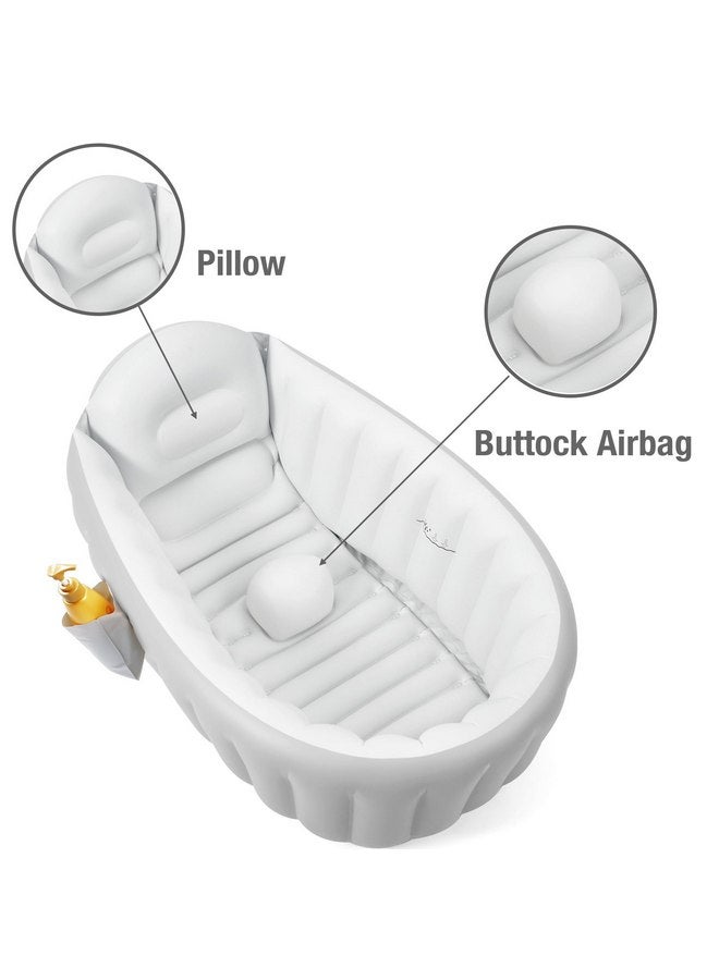 PandaEar حوض استحمام قابل للنفخ للأطفال من باندا إير، حوض استحمام للأطفال للاستحمام، حوض استحمام محمول قابل للطي للأطفال، حوض استحمام للأطفال من 6-12 شهر، حوض استحمام للسفر للأطفال، حوض قابل للنفخ للأطفال مع مضخة هواء - Image 4