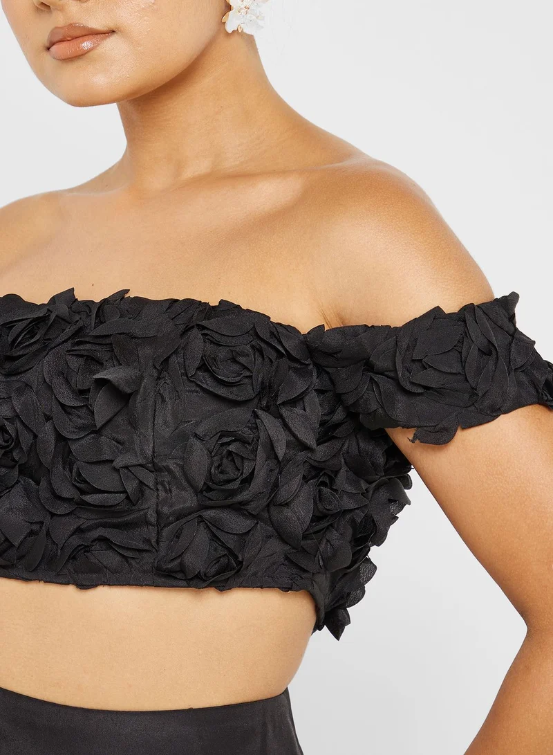 Femi9 Cold Shoulder Flare Top