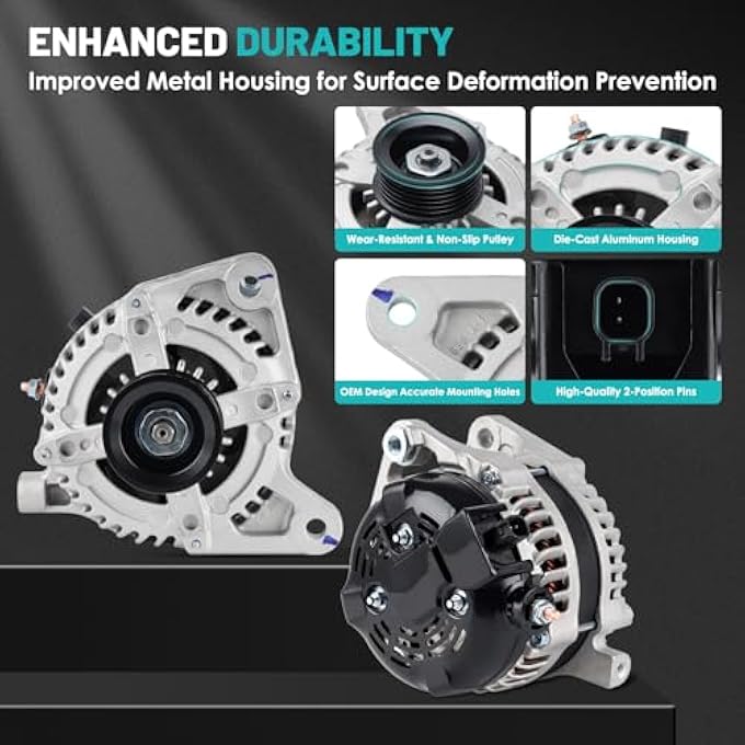 Farrme 11295 Car Alternator 12V 160 Amp, 6-Groove Pulley Fit for Dodge Grand Caravan, Town & Country, Voyager, Wrangler, Routan V6 3.3L 3.8L Automotive Replacement Alternators 11243, 4801304AA - Image 4