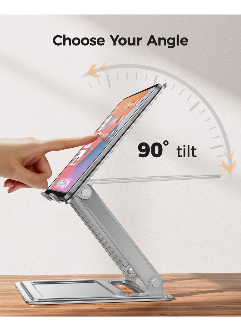 LORYERGO LORYERGO Adjustable Laptop Stand, Foldable Laptop Riser for 17.3inch Laptops, Portable Laptop Stand for Desk, Ergonomic Computer Notebook Stand Holds Up to 17.6lbs - Sliver  - Image 3