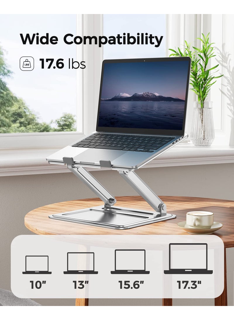 LORYERGO LORYERGO Adjustable Laptop Stand, Foldable Laptop Riser for 17.3inch Laptops, Portable Laptop Stand for Desk, Ergonomic Computer Notebook Stand Holds Up to 17.6lbs - Sliver  - Image 4