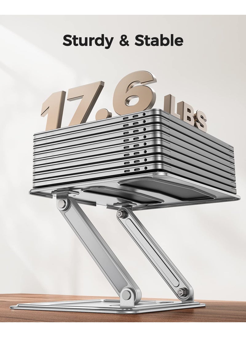 LORYERGO LORYERGO Adjustable Laptop Stand, Foldable Laptop Riser for 17.3inch Laptops, Portable Laptop Stand for Desk, Ergonomic Computer Notebook Stand Holds Up to 17.6lbs - Sliver  - Image 5