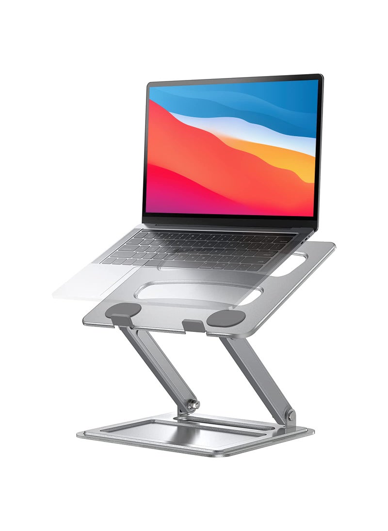 LORYERGO LORYERGO Adjustable Laptop Stand, Foldable Laptop Riser for 17.3inch Laptops, Portable Laptop Stand for Desk, Ergonomic Computer Notebook Stand Holds Up to 17.6lbs - Sliver  - Image 1