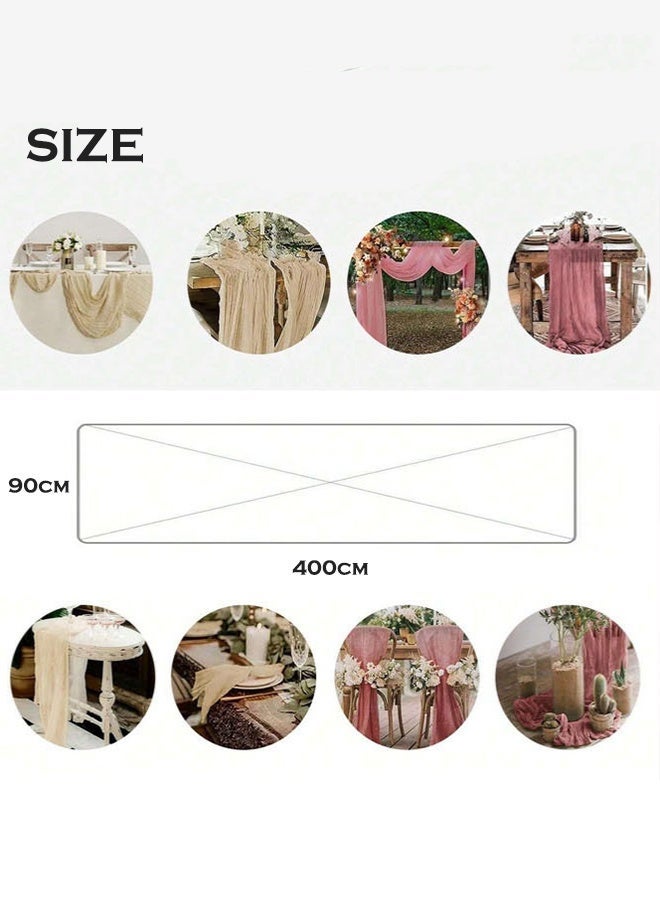 Translucent Blue Table Runner Chessian Tablecloth for Wedding Reception Bridal Shower Party Decoration Table Centerpiece 400*90CM - Image 2
