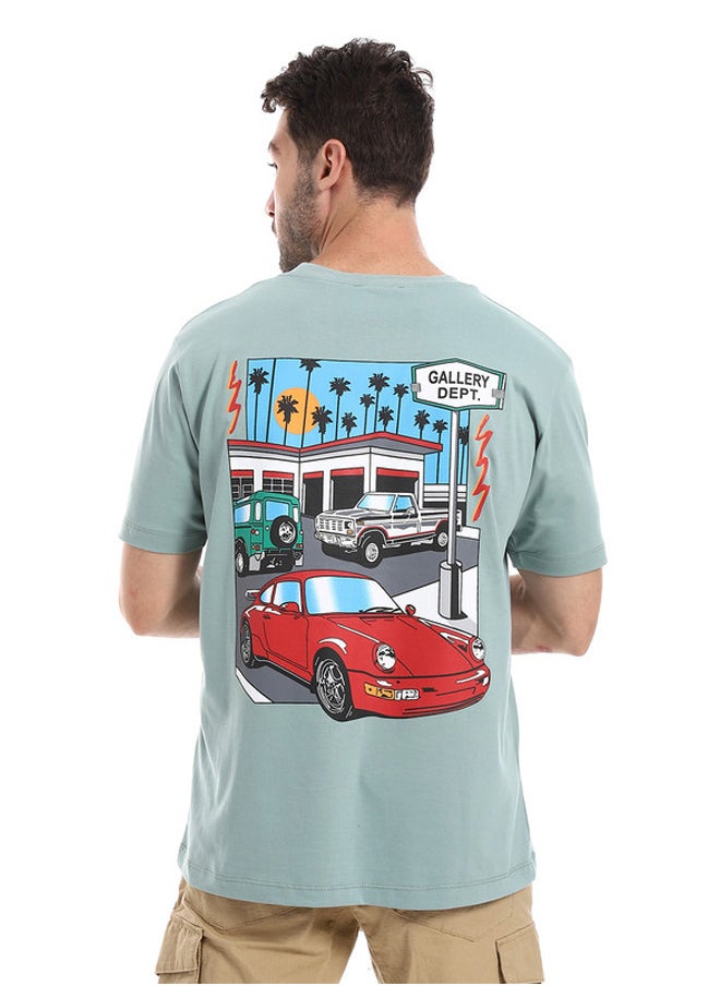 WHITE RABBIT - White Rabbit "Gallery Dept" Printed Front & Back Dark Mint Tee - Image 1