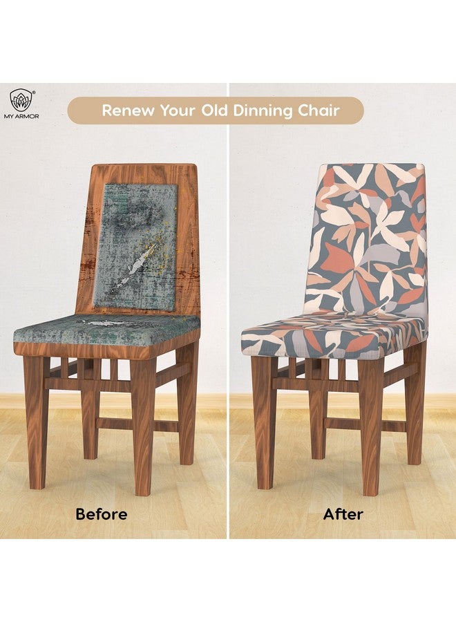 MY ARMOR Polyester Elastic Stretch Fit Dining Chair Seat Cover, Removable, Washable, Hypoallergenic, Slipcover, Best for, Pack of 4 (Abstract Pattern) - Image 3