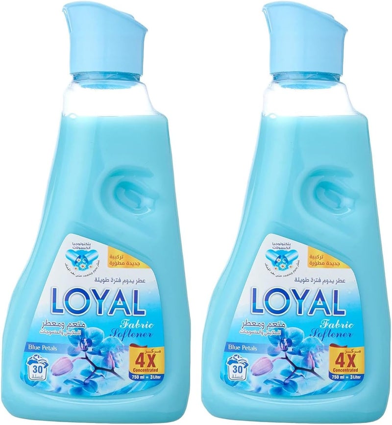 Loyal 750ML Fabric Softener And Freshner Blue Petals Fragrance Capsule, Pack of 2, 30+30 Washes - Image 1