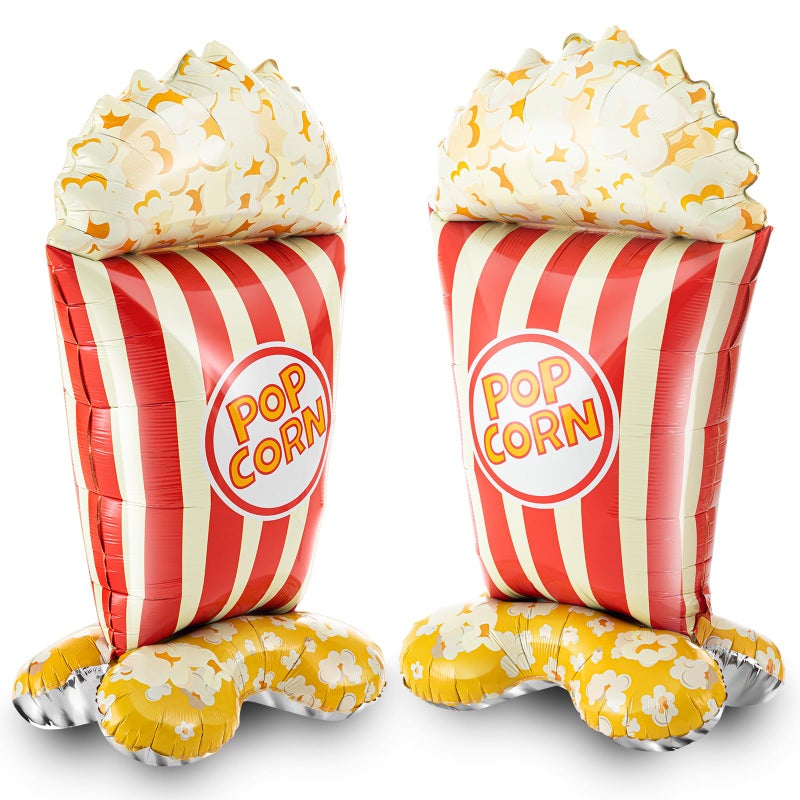 Charnoel 2 Pack 45 Inch Giant Standing Popcorn Balloons 3D Circus Carnival Foil Popcorn Balloons for Movie Theme Circus Carnival Back to School Birthday Baby Shower Christmas Party Decorations Gifts - Image 3