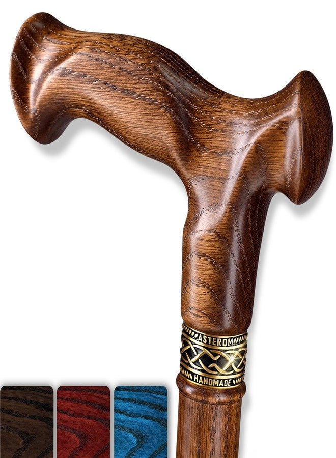 Asterom Walking Cane - Handmade, Ergonomic, Wooden Canes for Men & Women - Unique Wood Walking Sticks for Seniors (Caramel, 36 Inches) - Image 1