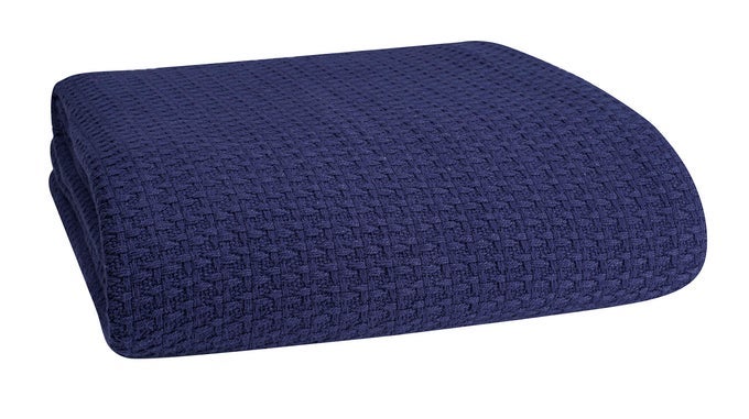 100 COTTON BED BLANKET BREATHABLE BED BLANKET KING SIZE COTTON THERMAL BLANKETS KING PERFECT FOR LAYERING ANY BED FOR ALL SEASON NAVY BLUE