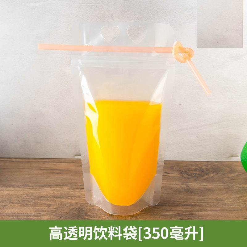 Generic Disposable Beverage Pouches Matte Stand-up 350ml love transparent portable model (100 pieces) 