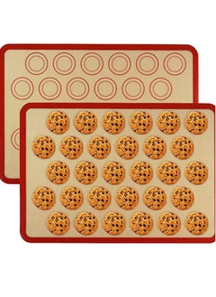 KASTWAVE Silicone Baking Mats 2 Pack Non Stick and Reusable Oven Silicon Baking Sheet Mat Heat Resistant Cooking Bakeware Mat for Making Macarons Pastry Pizza Bread Red  - Image 1