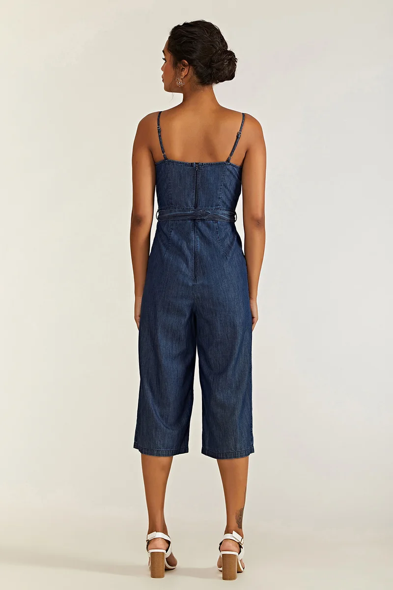 Yumi Button Cotton Denim Jumpsuit