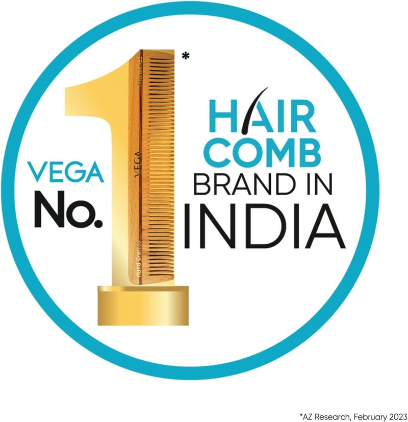 VEGA Handmade Tortoise Shell Wide Coarse Tooth Dressing Comb for Men & Women | Anti-Static Detangling Hair Comb for Daily Grooming, Brown - Image 4
