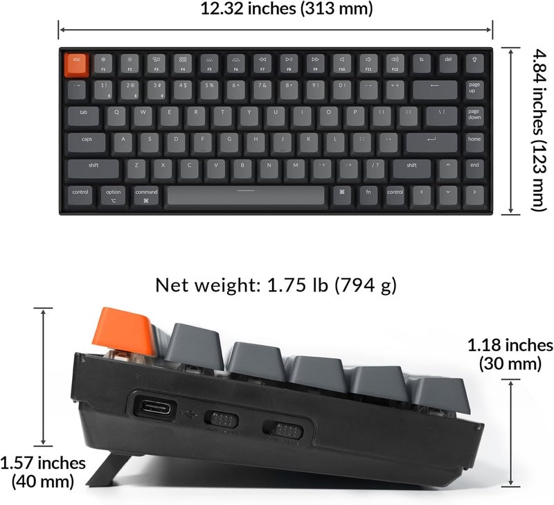 Keychron K2 75% Layout Bluetooth Mechanical Keyboard K Pro Red Switch/White LED Backlit/Anti Ghosting/N-Key Rollover/84 Key USB C Wired Computer Keyboard for Mac Windows-Version 2 - Image 5