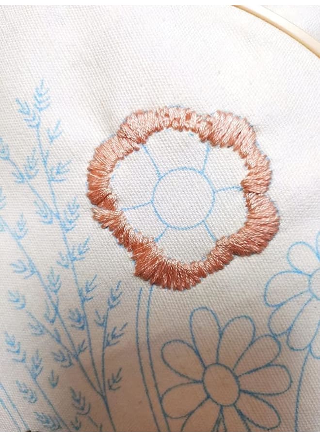 Yellow Flower Leaves Embroidery Kit Starter Set, Hand Embroidery Set,Pattern Printed Cross Stitch Set for Beginner Adults, with Embroidery Hoop and Instructions (Flower 1) - Image 4