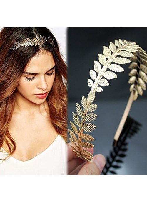 SALOCY - Headbands Leaf Branch Bridal Hair Crown Head Gold - Image 1
