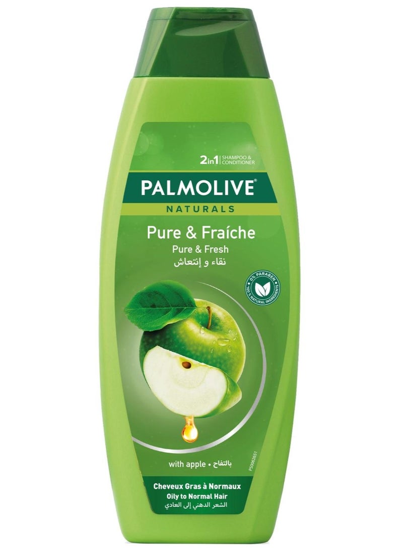 Palmolive Shampoo Pure & Fresh for Oily to Normal Hair with Apple 600ml - Deeply Cleanses Scalp & Hair, Remove Excess Oil