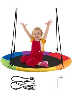 FEELING MALL FEELING MALL 40" Saucer Swing for Kids - Outdoor Swing Fun- Tree Glider Therapy Swing for Kids- Adjustable Ropes & Durable Swing Seat- Net Swing for Swing Set,Backyard,Indoor/Outdoor,Gift  - Image 2