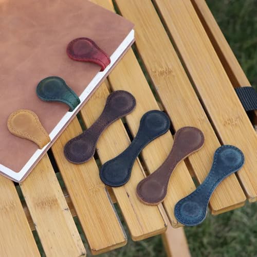 TraveEssentialz 2 pc Leather Magnetic Bookmark for Books | Page Divider Corner Markers Birthday Gift for Mother's Day | Travel Book Reading | Travel Essential Item for Book Lovers (Brown & Green) - Image 1