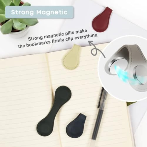 TraveEssentialz 2 pc Leather Magnetic Bookmark for Books | Page Divider Corner Markers Birthday Gift for Mother's Day | Travel Book Reading | Travel Essential Item for Book Lovers (Brown & Green) - Image 3