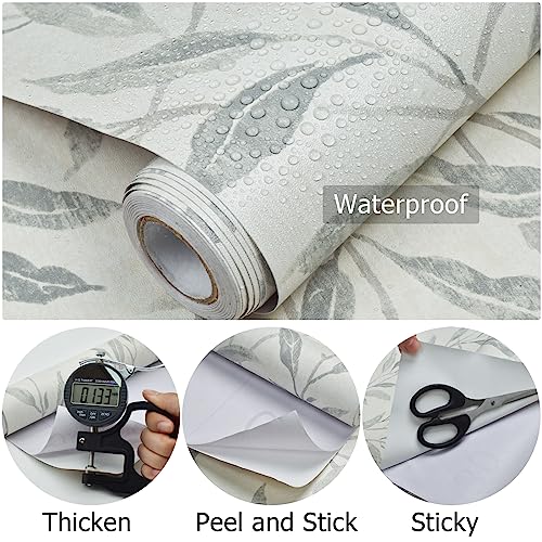 Sevalo Leaf Leaves Peel and Stick Wallpaper Boho Contact Paper for Cabinets and Drawer Greenery Contact Paper for Walls Self-Adhesive Removable Wallpaper Bathroom Olive Farmhouse Nature 17.3inW 197inL - Image 3