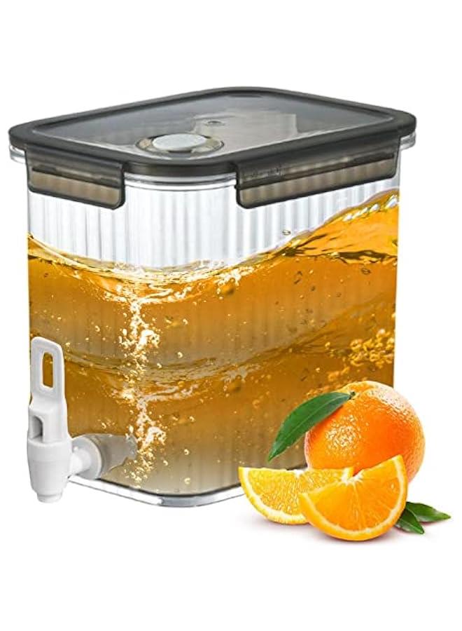 آلة توزيع المشروبات سعة 2.5 لتر مع صنبور، حاوية مشروبات سعة 0.66 جالون، حاوية مشروبات باردة للحليب وعصير الليمون للاستخدام اليومي للعائلة، مناسبة للشاي المثلج، عصير الليمون، الثلاجة، البار، غطاء قفل. - Image 1