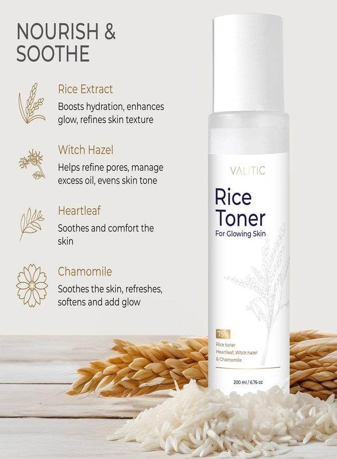 VALITIC Rice Toner - 75 Rice Extract Milky Toner for Face with Niacinamide, Heartleaf, Witch Hazel and Chamomile Essence - Facial Glass Skin Hydrating Skin Care - 200 ml, 6.76 fl oz - Image 4