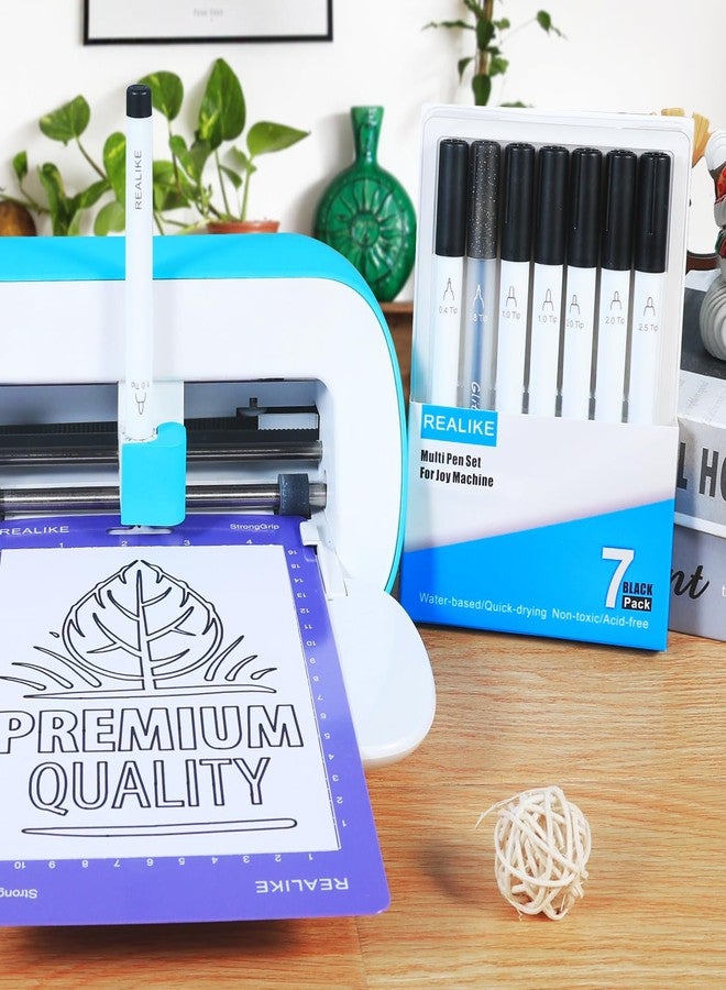 REALIKE Black Pens Set Compatible with Cricut Joy/Xtra, 7 Pack Variety Pens Include Fine Point Pen,Glitter Gel, Marker, Calligraphy Writing Drawing Pens - Image 3