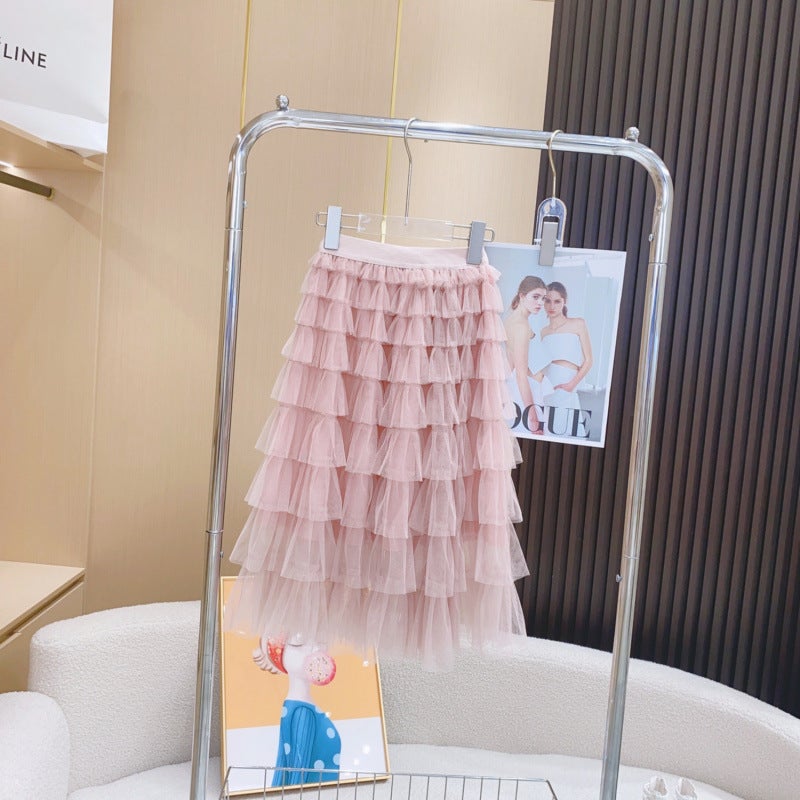 Girls Style 2025 Korean Style Foreign Style Gentle Elegant Medium And Large Children Princess Cake Skirt For Women - Image 5