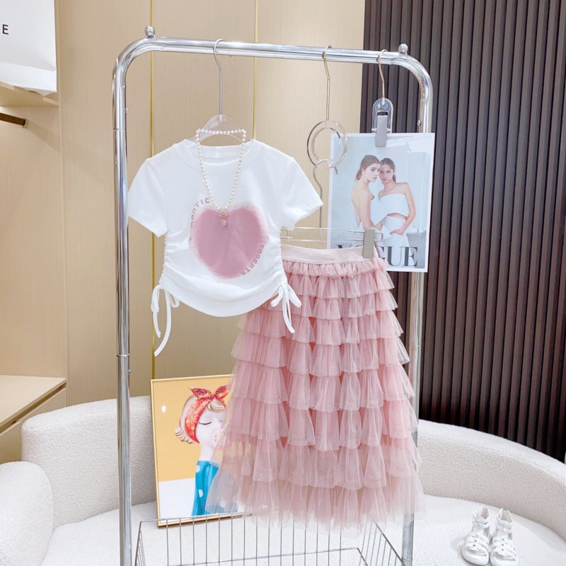 Girls Style 2025 Korean Style Foreign Style Gentle Elegant Medium And Large Children Princess Cake Skirt For Women - Image 2