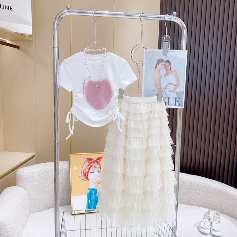 Girls Style 2025 Korean Style Foreign Style Gentle Elegant Medium And Large Children Princess Cake Skirt For Women - Image 3