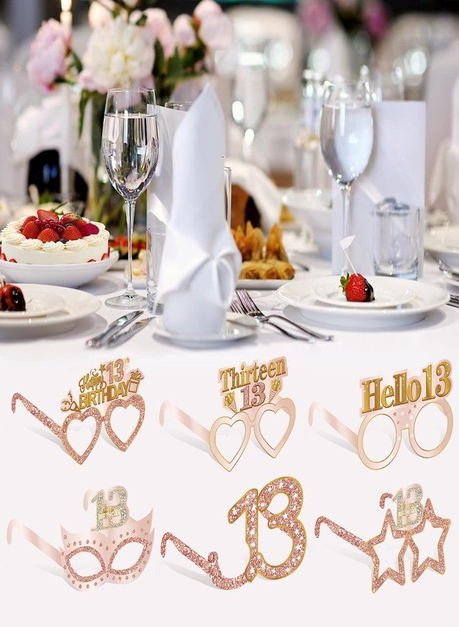 Guiruiy 24PCS 13th Birthday Paper Eyeglasses Decorations for Girls, Pink Rose Gold Happy 13th Birthday Eyeglasses Party Supplies, Funny 13 Year Old Birthday Thirteen Teenager Glasses Decor - Image 5