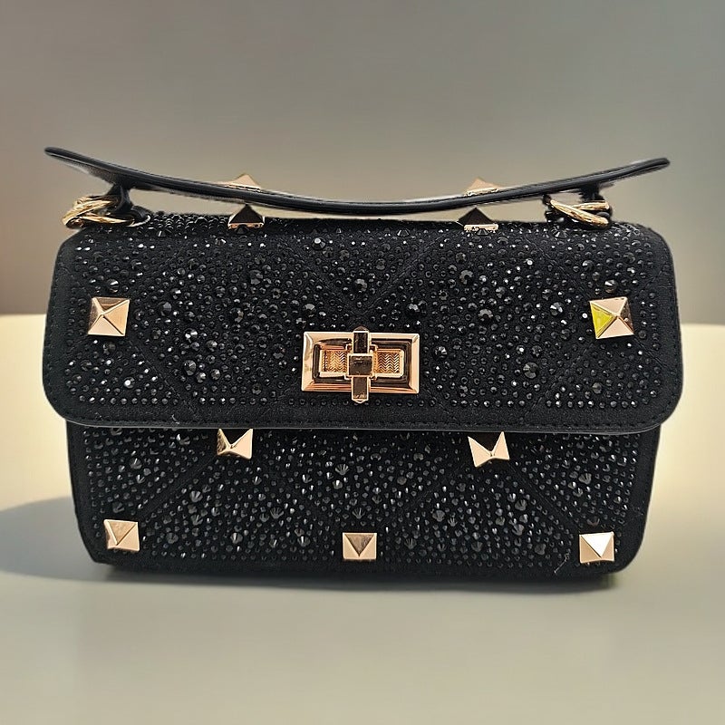 Rivet Diamond Bag Fashion Women'S Bag Chain Bag High-End Genuine Leather Diamond-Inlaid Shoulder Hand Crossbody Bag - Image 2