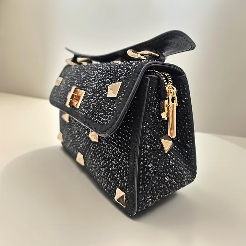 Rivet Diamond Bag Fashion Women'S Bag Chain Bag High-End Genuine Leather Diamond-Inlaid Shoulder Hand Crossbody Bag - Image 3