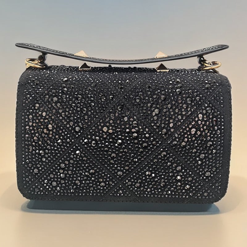 Rivet Diamond Bag Fashion Women'S Bag Chain Bag High-End Genuine Leather Diamond-Inlaid Shoulder Hand Crossbody Bag - Image 4