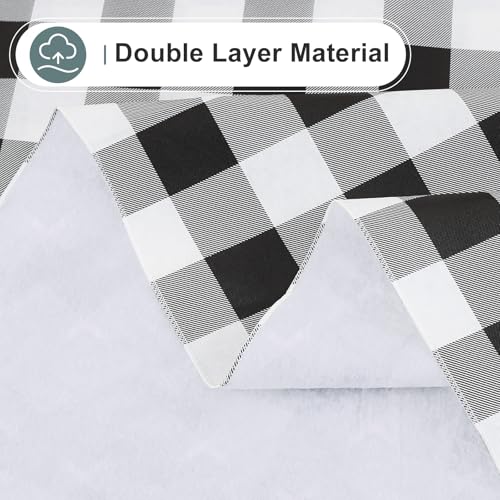 misaya Rectangle Waterproof Vinyl Table Cloth, Buffalo Flannel Backed Tablecloth, Wipeable Plastic Table Cover for Dinner, Kitchen, Outdoor (60" x 84", Black and White) - Image 4