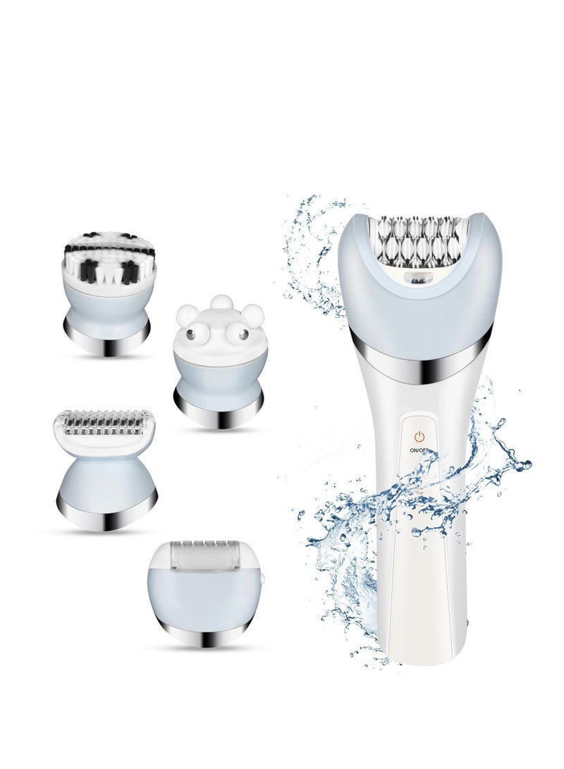 Y&D Cordless Epilator for Women, 5-in-1 Rechargeable Women with Dual Speed Mode, LED Light, Shaver Head, Callus Remover, Massage Facial Cleaning Hair Legs, Arms - Image 1