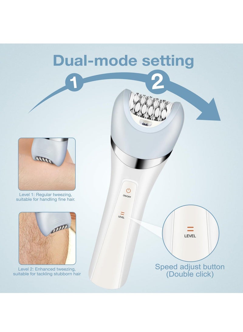 Y&D Cordless Epilator for Women, 5-in-1 Rechargeable Women with Dual Speed Mode, LED Light, Shaver Head, Callus Remover, Massage Facial Cleaning Hair Legs, Arms - Image 4