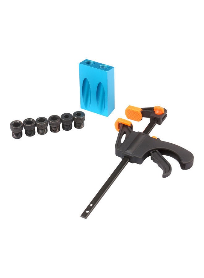 NIBEMINENT 8-Piece Woodworking Oblique Hole Locator Set Black/Blue/Orange 20 x 20cm 