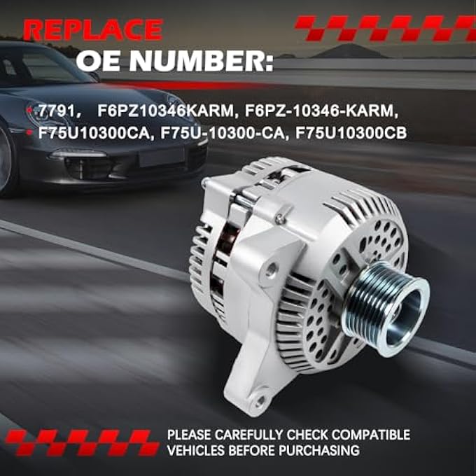 Autodevil New 7791 Alternator for F Series Truck for F150 Expedition 1997-2002, F250 1997-1999 V8 5.4 4.6L, E-Series E-150 E-250 E-350 Econoline 1997-2001 V8 4.6 5.4L, 130A 12V 8-Groove-Pulley - Image 3