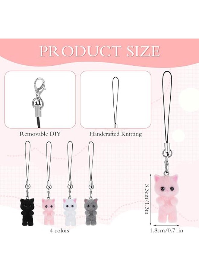 4Pcs Cat Phone Charms Y2K Fluffy Cell Phone Keychain Cat Mobile Phones Pendant for Bag Backpack Keychain Camera Pendants Decor - Image 3
