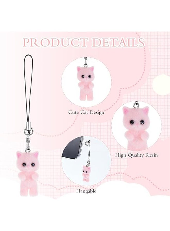 4Pcs Cat Phone Charms Y2K Fluffy Cell Phone Keychain Cat Mobile Phones Pendant for Bag Backpack Keychain Camera Pendants Decor - Image 2