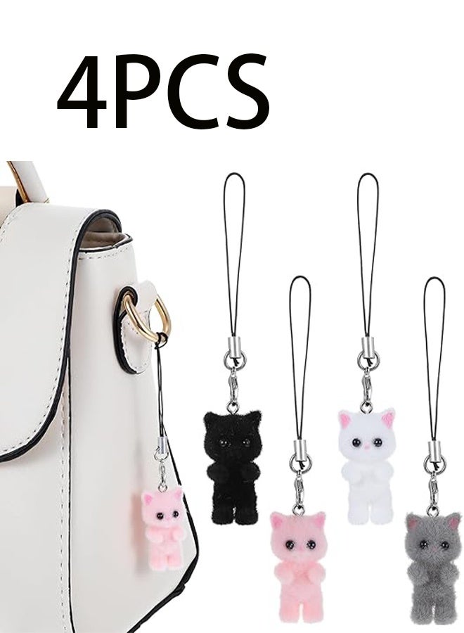 4Pcs Cat Phone Charms Y2K Fluffy Cell Phone Keychain Cat Mobile Phones Pendant for Bag Backpack Keychain Camera Pendants Decor - Image 1