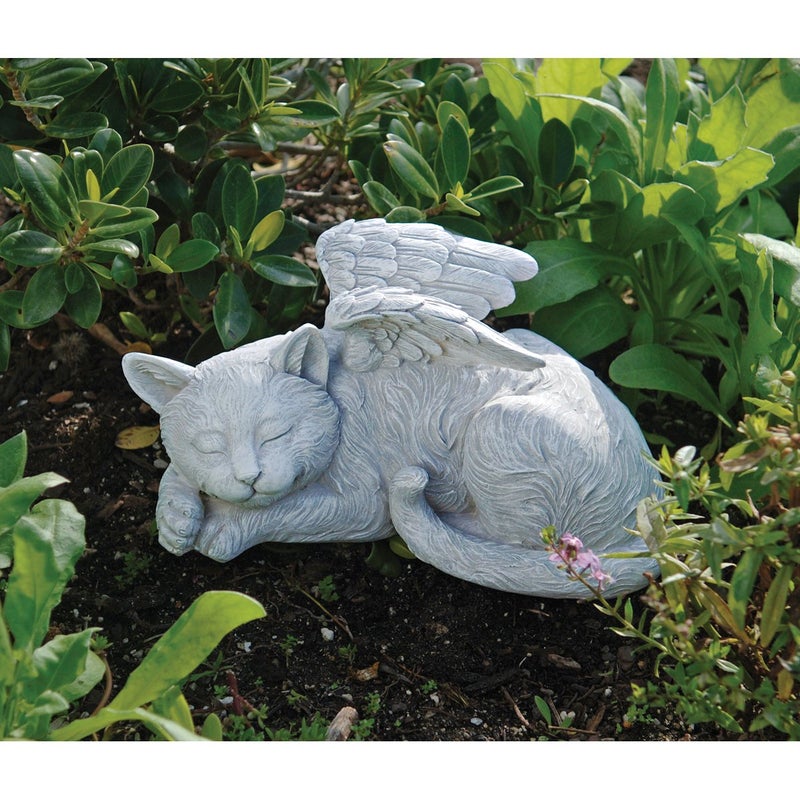 Design Toscano QL6080 Cat Angel Pet Memorial Grave Marker Tribute Statue, 10 Inches Wide, 5 Inches Deep, 5 Inches High, Antique Stone Finish - Image 3