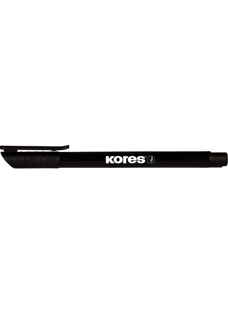 Kores قلم أسود بقمة ألياف - أسود  - Image 1