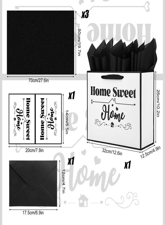 Fukaisu Housewarming Gift Bag Set, Home Sweet Home Gift Wrap Bag with Tissue Paper Greeting Card & Envelope for New Homes Owners Buyer Congrats Congratulations Presents House Warming Party Favors Supplies - Image 2