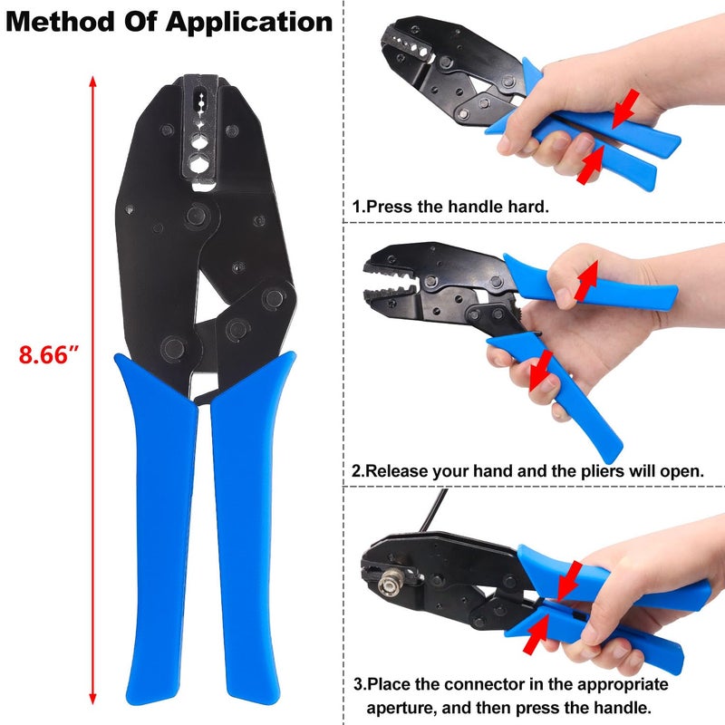 mxuteuk Coaxial Cable Tool Kit,BNC Crimp Tool with 8PCS BNC/UHF Crimp Male Connectors 1PCS Coaxial Cable Stripper 1PCS Wire Cutter for RG58, RG59, RG62, RG174 - Image 3