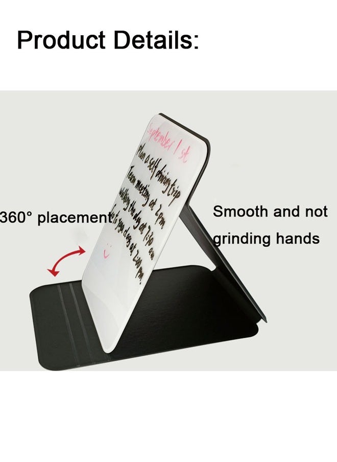 GBQ - 15×20CM PU Shell Tempered Glass Desktop Small Whiteboard Folding Portable Desktop Office Message Board Erasable Noteboard - Image 1