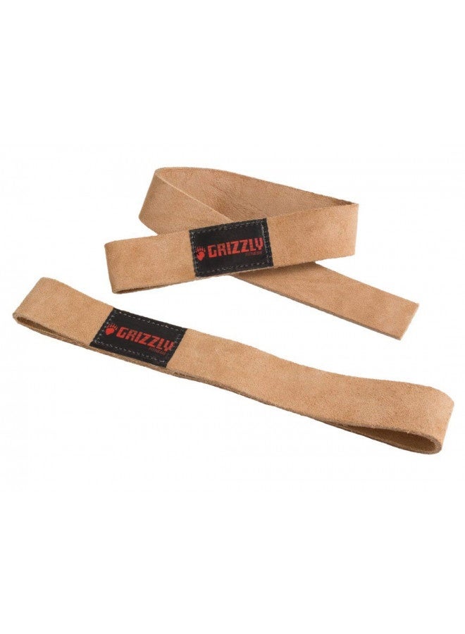 Grizzly Fitness Grizzly Fitness 1.5" Premium Genuine Leather Lifting Wrist Straps For Men And Women | Sold In Pairs | One Size | Used By Pros To Increase Grip Strength And Reduce Slipping | 1.5” Wide X 20.5" Long - Image 2